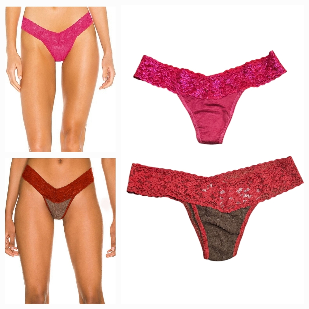 Hanky Panky Signature Lace Low Rise Thong Bundle Red/Fushia O/S
